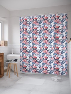 Штора для ванной JoyArty «Тропические листья» из ткани, 180х200 см с крючками