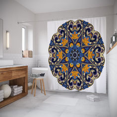 Штора для ванной JoyArty «Цветочный орнамент» 180x200