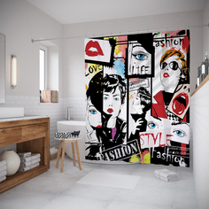 Шторы для ванной JoyArty «Модная жизнь» 180x200 см