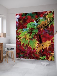 Штора для ванной JoyArty «Лесная влага» из ткани, 180х200 см с крючками