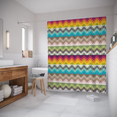 Шторы для ванной JoyArty «Острые волны» 180x200