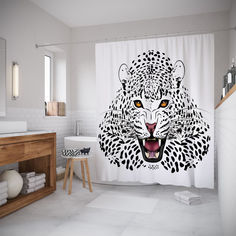 Штора для ванной JoyArty «Опасный леопард» 180x200
