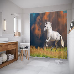 Штора для ванной JoyArty «Задумчивый конь» 180x200