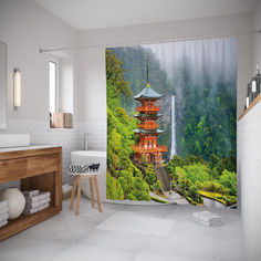 Штора для ванной JoyArty «Японская архитектура» 180x200