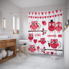 Штора для ванной JoyArty «Любовные совы» 180x200