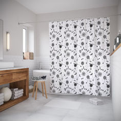 Штора для ванной JoyArty «Смирные цветочки» 180x200