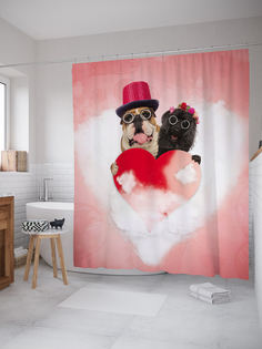 JoyArty Штора (занавеска) для ванной «Любовь навека» из ткани, 180х200 см с крючками