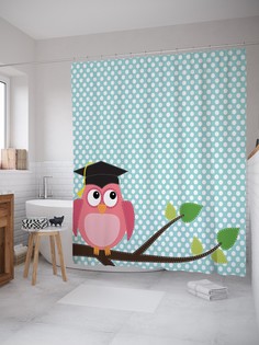 Штора для ванной JoyArty «Совиная мудрость» из ткани, 180х200 см с крючками
