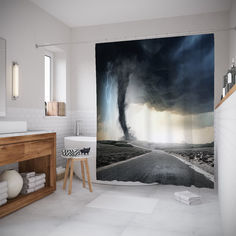 Штора для ванной JoyArty «Смерч и молнии» 180x200