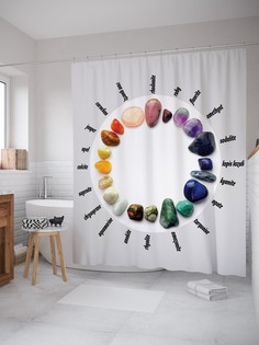 Штора для ванной JoyArty «Круг минералов» из ткани, 180х200 см с крючками