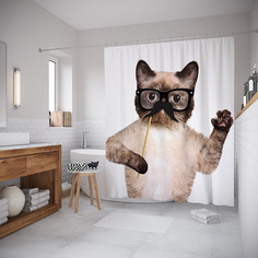 Шторы для ванной JoyArty «Кот юморист» 180x200 см