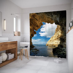 Штора для ванной JoyArty «Проплываю через скальную арку» 180x200