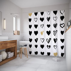 Штора для ванной JoyArty «Рисунки сердец» 180x200