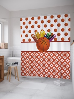 Штора (занавеска) для ванной «Баскетбольные звезды» из ткани, 180х200 см с крючками Joy Arty