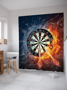 Штора для ванной JoyArty «Стихийный дартс» из ткани, 180х200 см с крючками