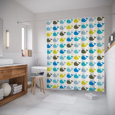 Шторы для ванной JoyArty «Нашествие китов» 180x200