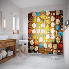 Штора для ванной JoyArty «Винтажные круги» 180x200