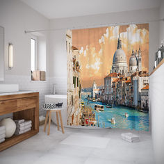 Штора для ванной JoyArty «Водные улицы» 180x200