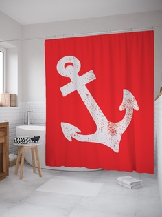 Штора (занавеска) для ванной «Старость якоря» из ткани, 180х200 см с крючками Joy Arty