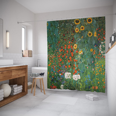 Шторы для ванной JoyArty «Фермеррский сад с подсолнухами» 180x200 см