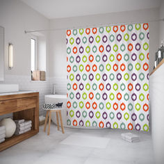 Штора для ванной JoyArty «Разукрашеные кольца» 180x200