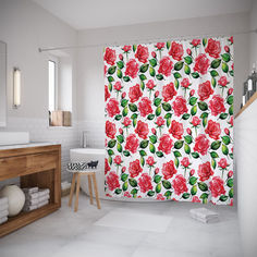 Штора для ванной JoyArty «Цветочные узоры» 180x200