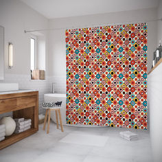 Шторы для ванной JoyArty «Узоры с кругами» 180x200