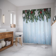 Шторы (шторка) для ванной JoyArty «Праздничный холод» 180x200 см