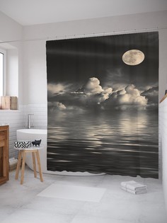 Штора для ванной JoyArty «Облака на реке» из ткани, 180х200 см с крючками