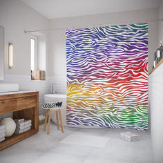 Штора для ванной JoyArty «Цветной зебровый узор» 180x200