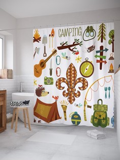 Штора для ванной JoyArty «Туризм» из ткани, 180х200 см с крючками