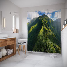 Штора для ванной JoyArty «Зеленеющая гора» 180x200