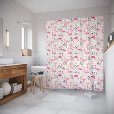 Штора для ванной JoyArty «Парад фламинго» 180x200