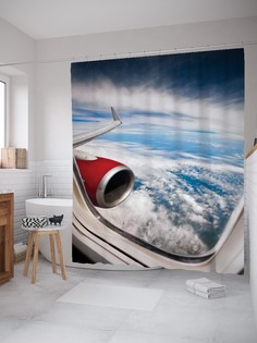 Штора для ванной JoyArty «Вид из самолета» из ткани, 180х200 см с крючками