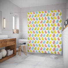 Шторы для ванной JoyArty «Ряды уточек» 180x200