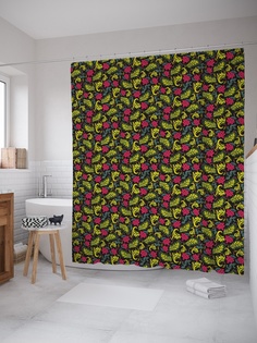 Штора (занавеска) для ванной «Спелые ягоды» из ткани, 180х200 см с крючками Joy Arty