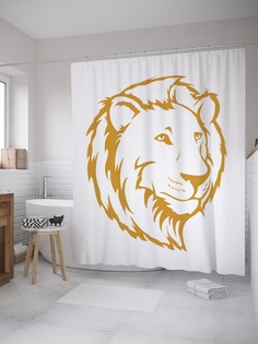 Штора (занавеска) для ванной «Львиные мысли» из ткани, 180х200 см с крючками Joy Arty