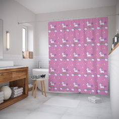 Шторы для ванной JoyArty «Единорог на радуге» 180x200