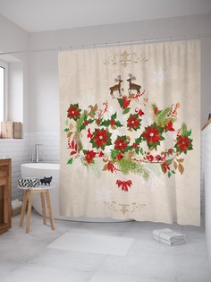 Штора для ванной JoyArty «Цветочная композиция» из ткани, 180х200 см с крючками