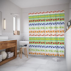 Шторы для ванной JoyArty «Фруктовые дорожки» 180x200