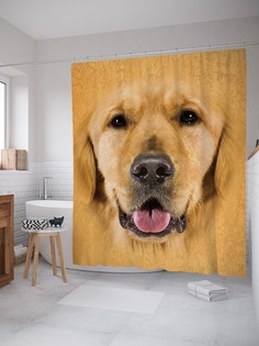 Штора для ванной JoyArty «Собачья мордашка» из ткани, 180х200 см с крючками