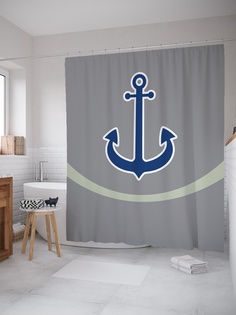 Штора (занавеска) для ванной «Полет якоря» из ткани, 180х200 см с крючками Joy Arty