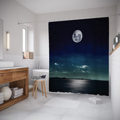 Штора для ванной JoyArty «Полная луна над морем» 180x200
