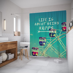 Шторы для ванной JoyArty «Жизнь - это счастье» 180x200 см