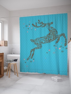 Штора (занавеска) для ванной «Праздничные сны» из ткани, 180х200 см с крючками Joy Arty