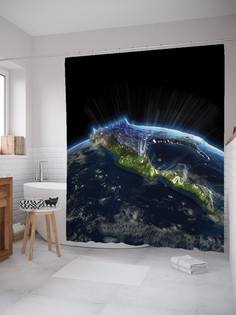 Штора для ванной JoyArty «Видимость из космоса» из ткани, 180х200 см с крючками