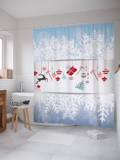 Штора (занавеска) для ванной «Насыщенный праздник» из ткани, 180х200 см с крючками Joy Arty