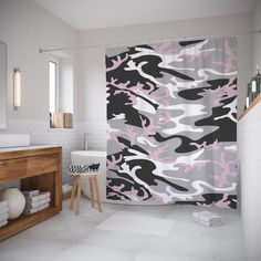 Шторы для ванной JoyArty «Серый камуфляж» 180x20