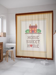 Штора для ванной JoyArty «Милый дом» из ткани, 180х200 см с крючками