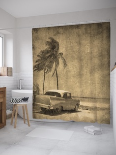 Штора (занавеска) для ванной «Ретро мечта» из ткани, 180х200 см с крючками Joy Arty